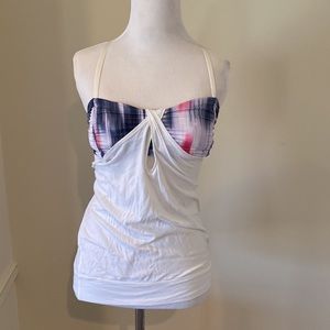RARE Lululemon Ombré Bra Top with Attached White Tank and Adjustable Straps Sz 4